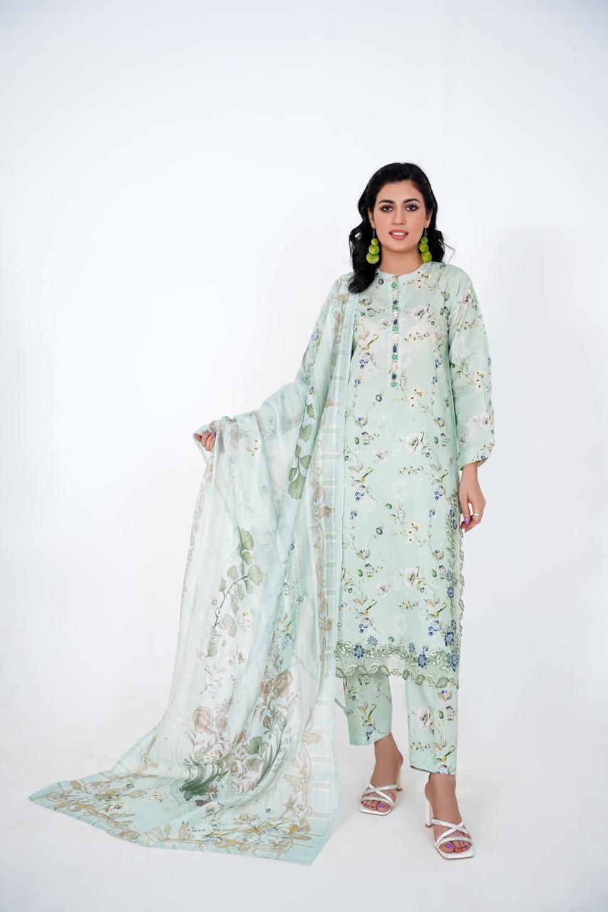 Mint Whisper – Stitched 3-Piece Mint Green Lawn Suit