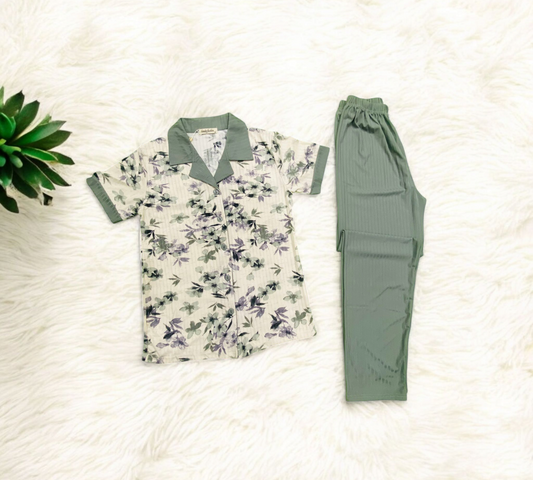Grey Blossom – Women's Floral Sleepwear Set