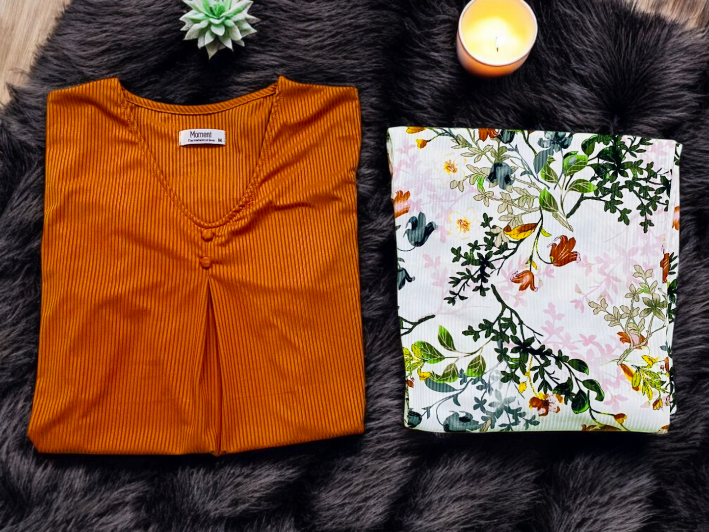 Rust Bloom - Ruffle Sleeve Sleepwear Set