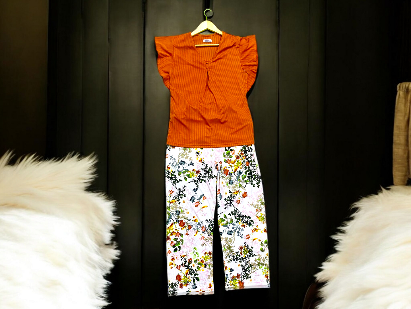 Rust Bloom - Ruffle Sleeve Sleepwear Set
