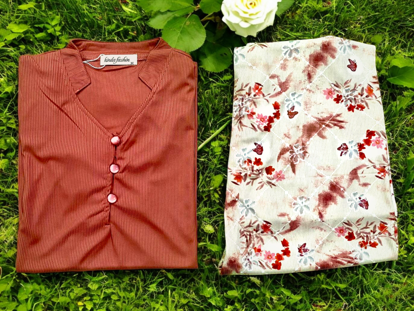 Terracotta Bloom – Women's Printed Sleepwear Set