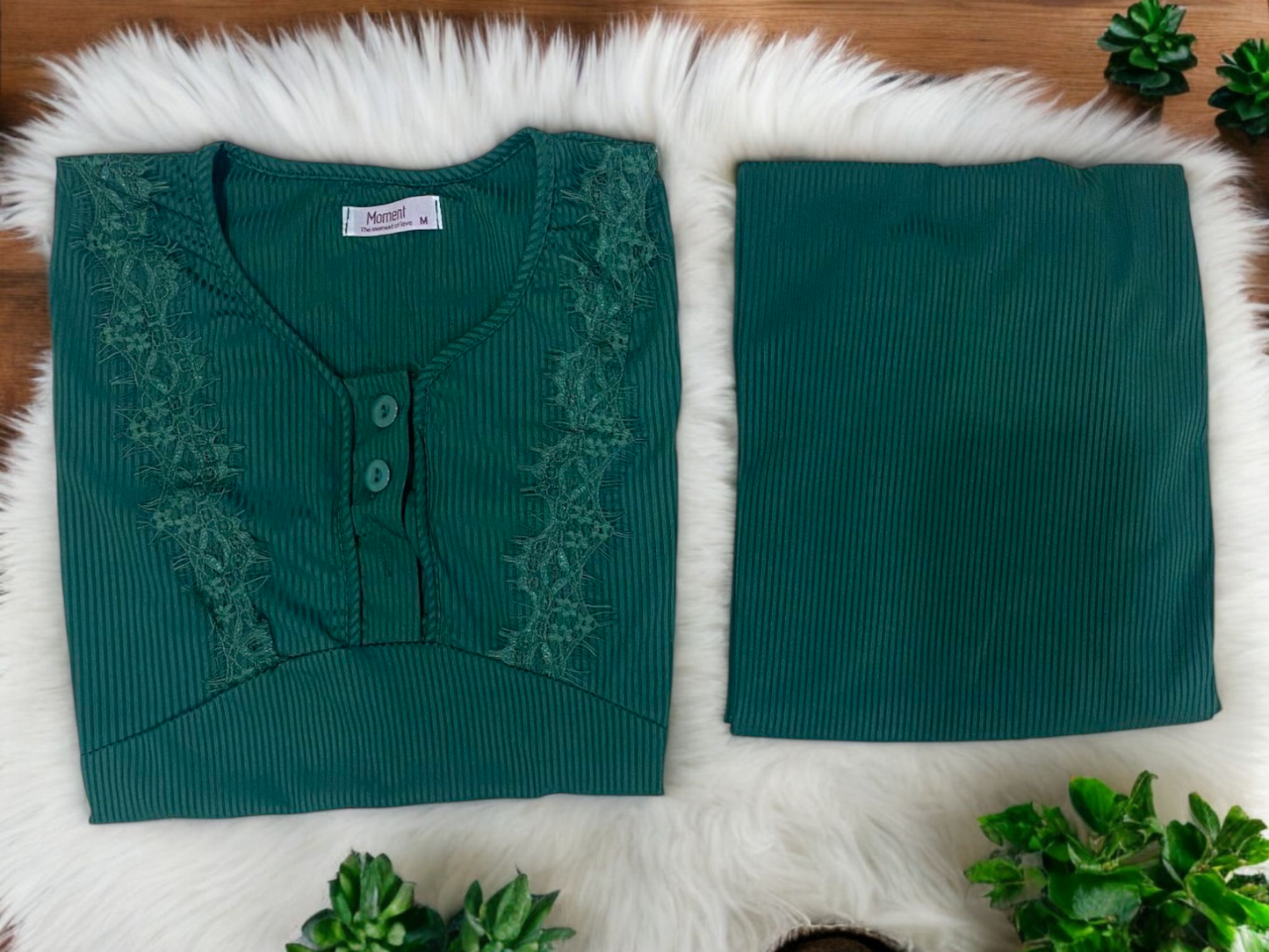 Emerald Bloom – 4-Piece Women's Sleepwear & Robe Set