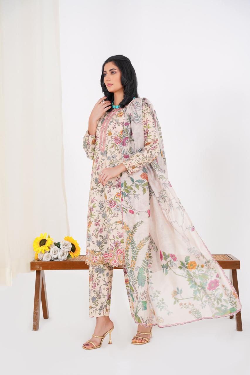 Floral Grove – Stitched 3-Piece Printed Lawn Suit