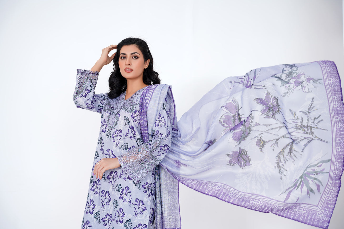Lavender Dusk – Stitched 3-Piece Light Purple Printed Lawn Suit