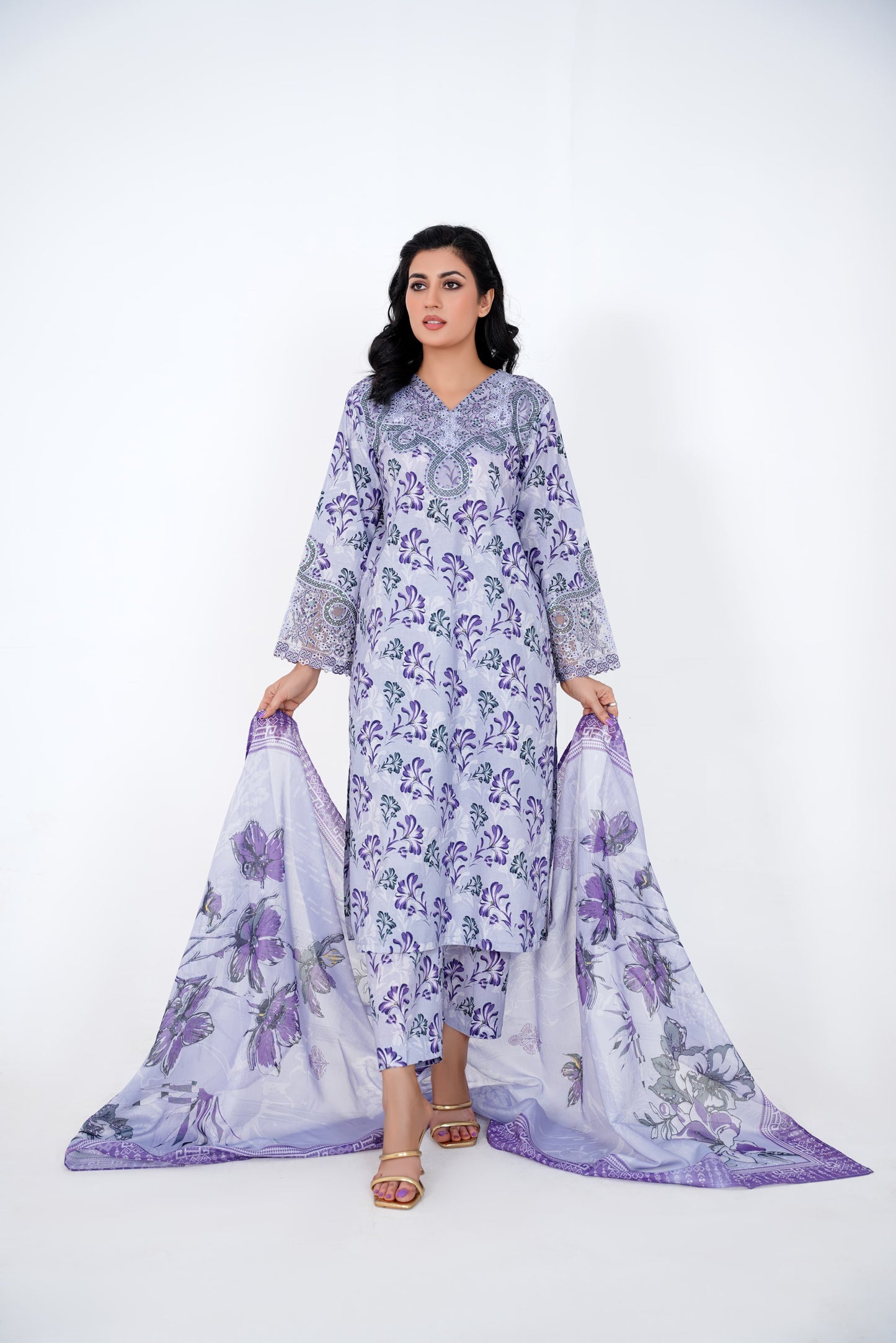 Lavender Dusk – Stitched 3-Piece Light Purple Printed Lawn Suit