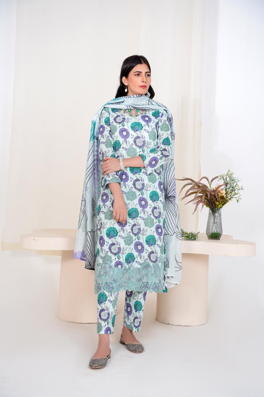 Lilac Tide – Stitched 3-Piece Printed Lawn Suit