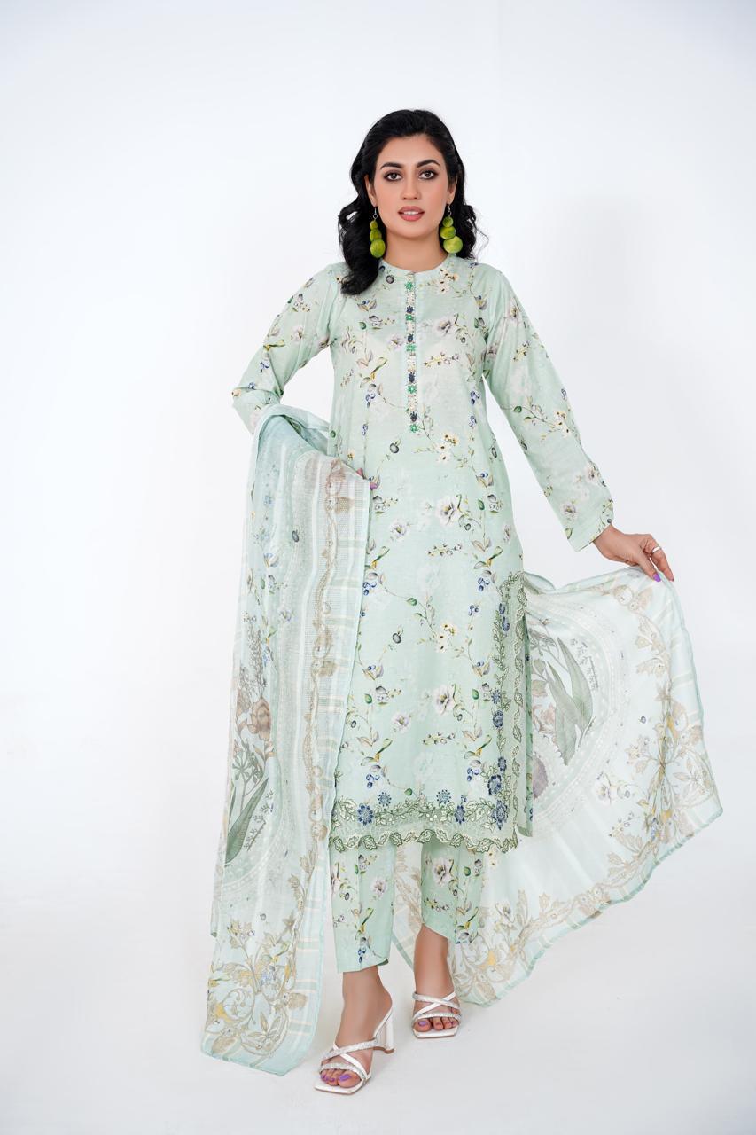 Mint Whisper – Stitched 3-Piece Mint Green Lawn Suit