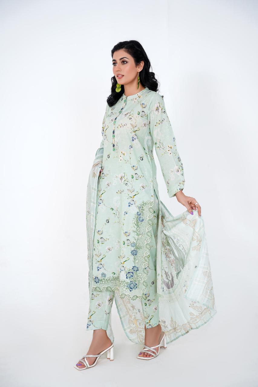 Mint Whisper – Stitched 3-Piece Mint Green Lawn Suit