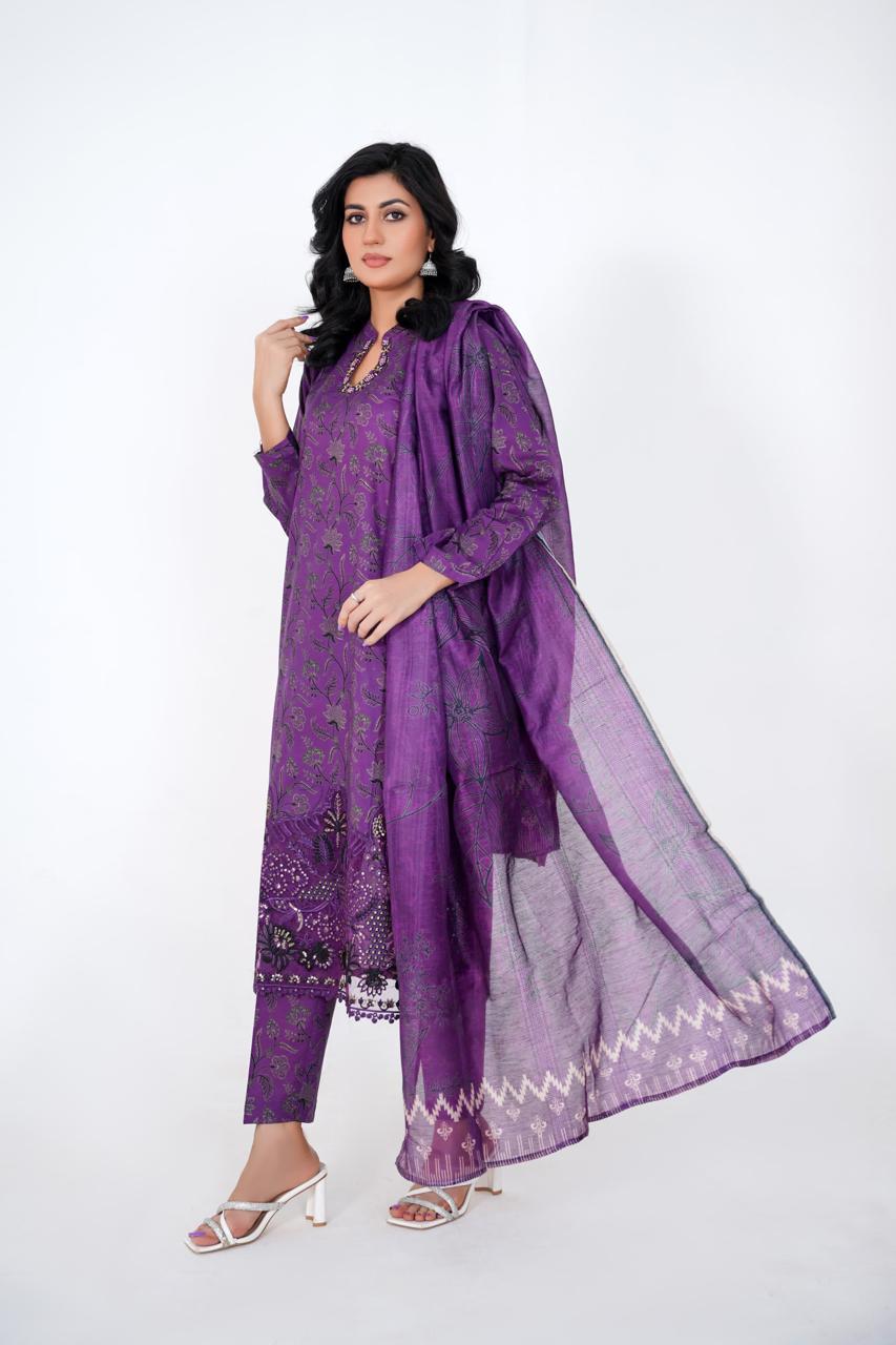 Royal Iris – Stitched 3-Piece Purple Lawn Suit