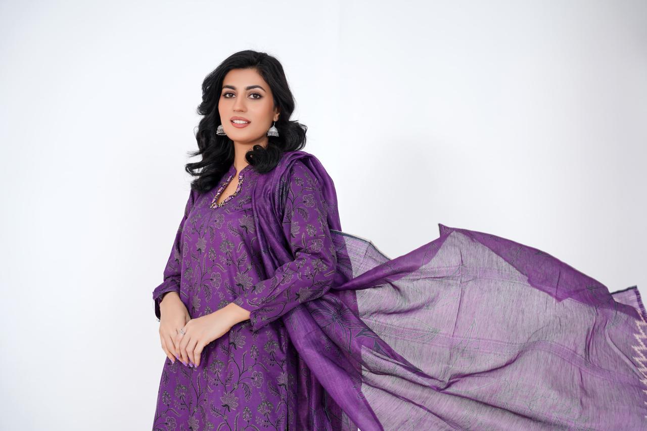 Royal Iris – Stitched 3-Piece Purple Lawn Suit