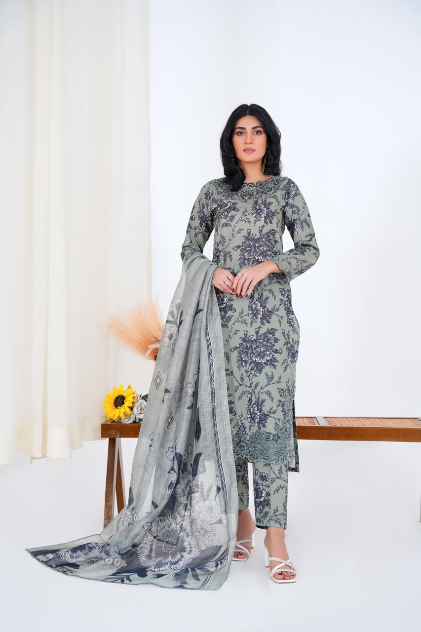 Sage Garden – Stitched 3-Piece Embroidered Lawn Suit