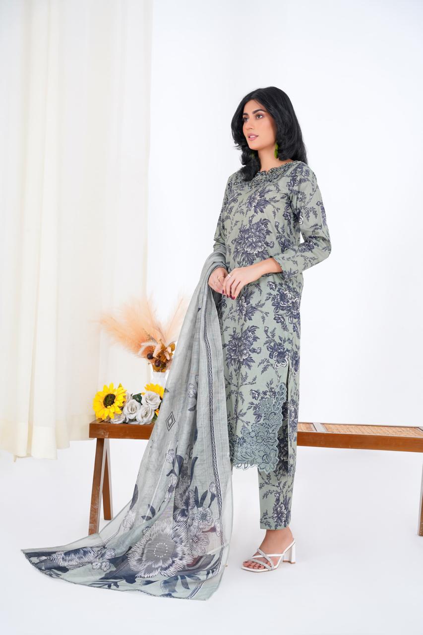 Sage Garden – Stitched 3-Piece Embroidered Lawn Suit